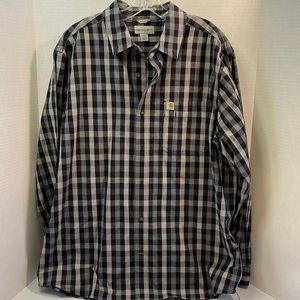 Carhartt‎ Shirt Adult Extra Large black plaid button down shirt relaxed fit